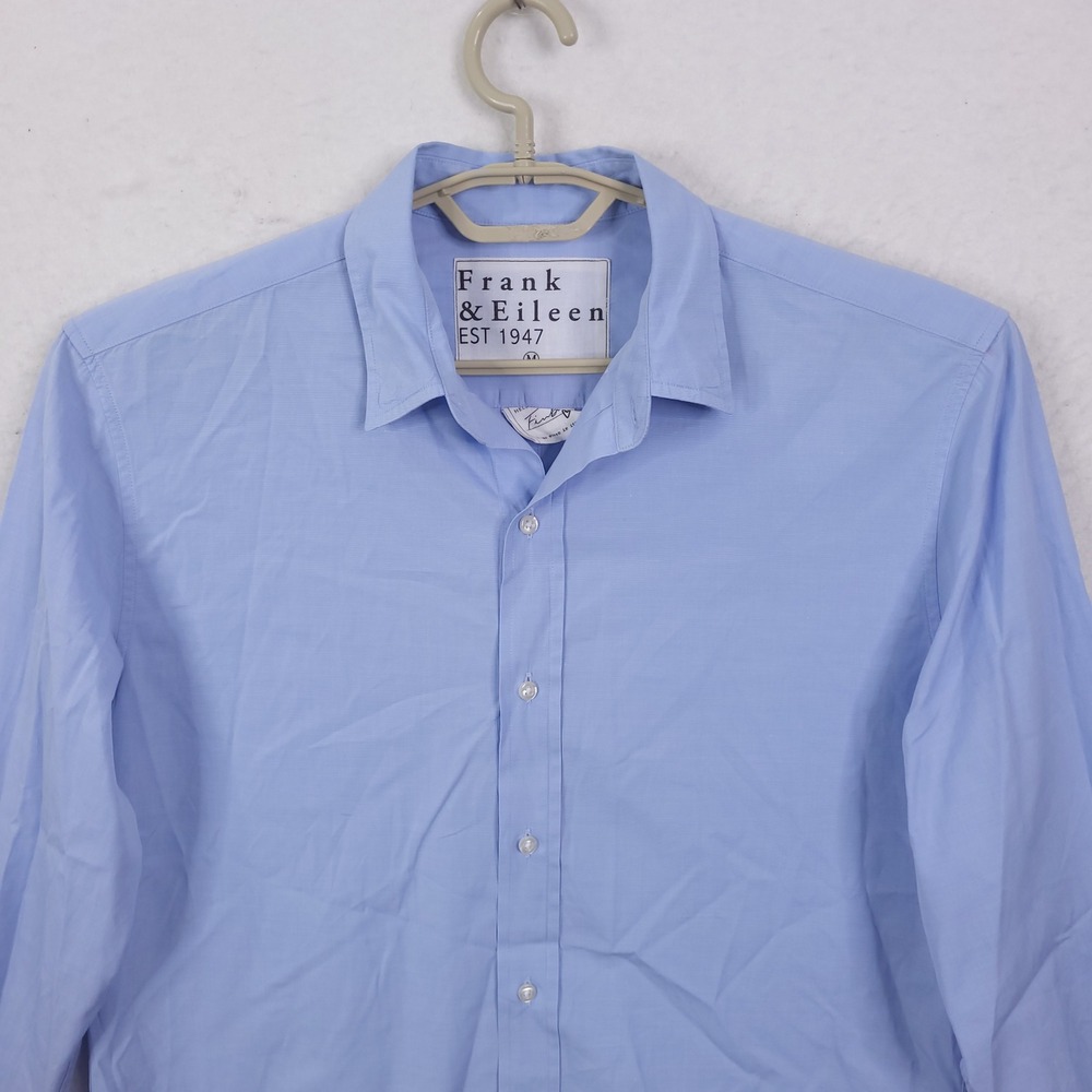 Frank & Eileen Finbar Shirt Mens M Blue Italian Cotton Button Down Long Sleeve